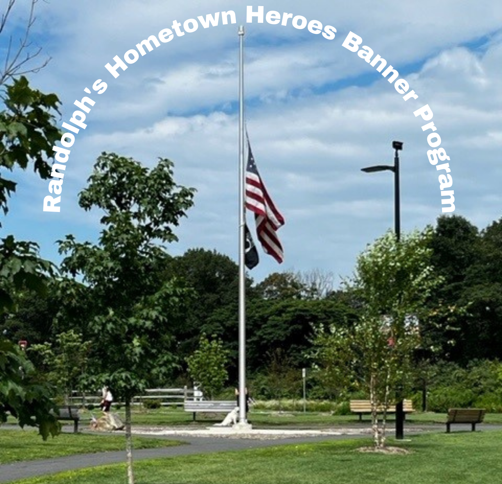 Randolph Hometown Heroes Program flag at Veterans Park
